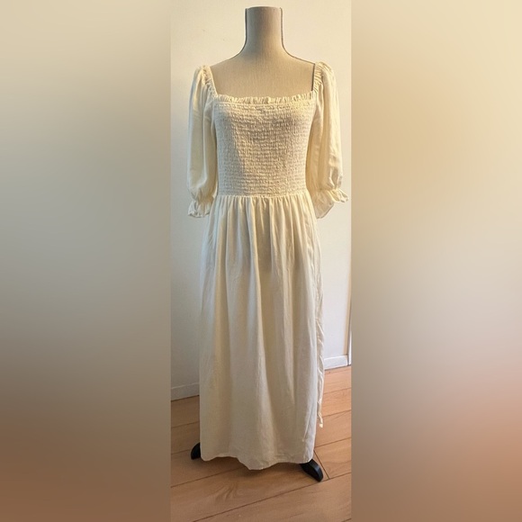 Gap Milk Maid Midi Dress XL Puff Sleeves Buttercup Yellow - Picture 5 of 11